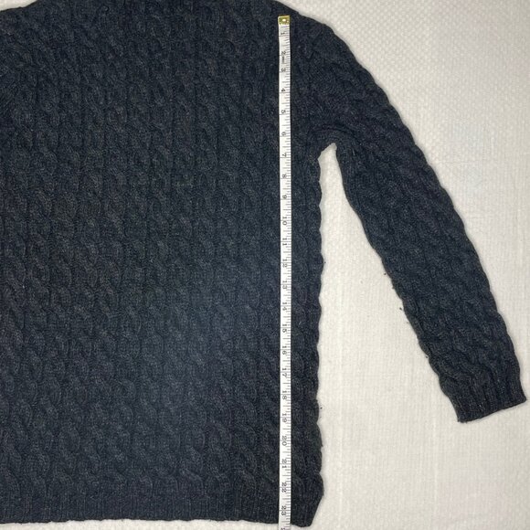 Eagle's Eye 100% Wool Black Cable Knit Turtleneck Sweater (Small) - Picture 7 of 8